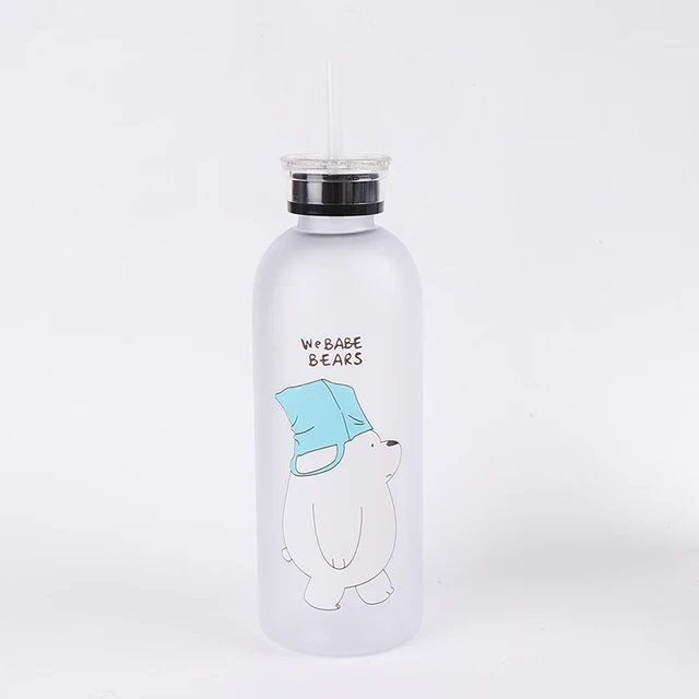 Cute Cartoon Kids Water Bottle For School Plastic Bottles For Drinks  Transparent Trinkflasche Mist Spray Bottle With Straw - Water Bottles -  AliExpress