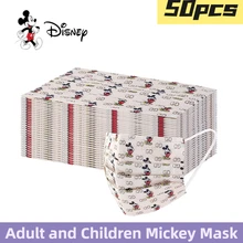 50PCs Disney Mickey Mask Adult Filter Mask Cartoon Anime Disposable Mascarillas Fashion Mask Chiildren Kid Mouth Mask Logo Brand