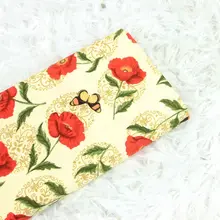 Половина Метра Красный цветок Бабочка печать саржа хлопок ткань для ручной работы DIY сумка подушка задняя подушка диван материал CR-228