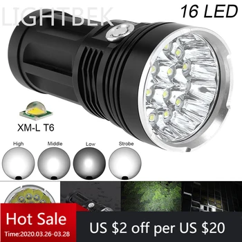 

LED flash light 16T6 4800 lumens 16*XM-L T6 LED Flashlight Torch Lamp Light For Hunting Camping Use Rechargeable 18650 Battery