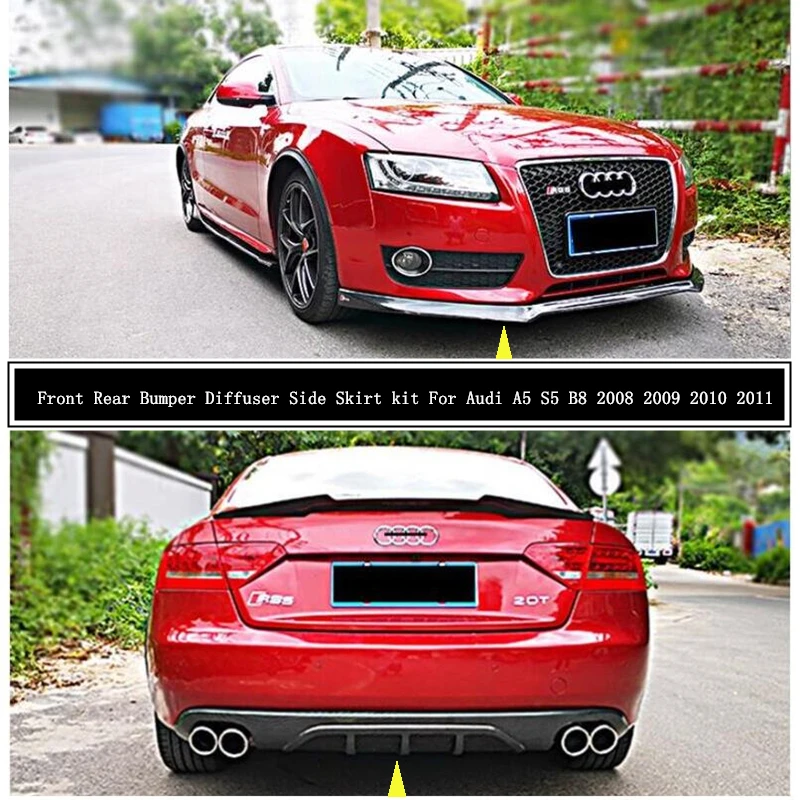 Для Audi A5 S5 B8 2008 2009 2010 2011 углеродное волокно и ABS яркий черный передний задний