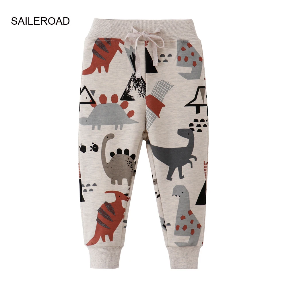 Boys Pants 2-7 Years Spring Dinosaur Casual Sweaterpants Warm Sports For Boy Kids