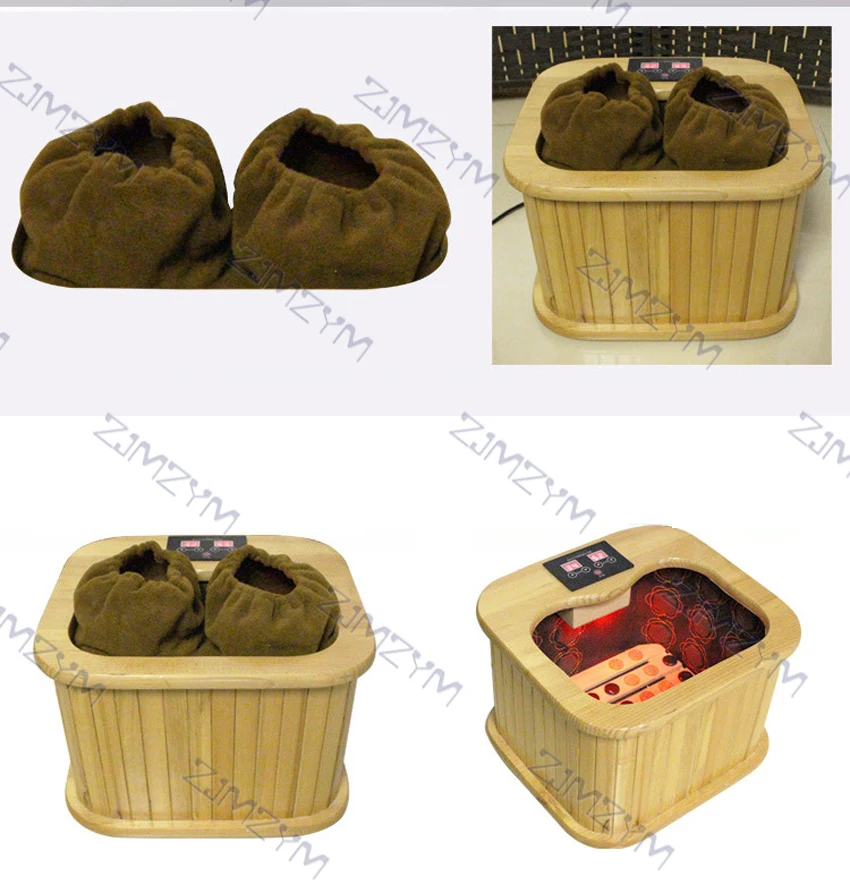 Description Picture 6 of item220V /150W Far infrared Foot Sauna spectrum therapy barrel 38*36*26cm  full automatic massage heating barrel hemlock wood