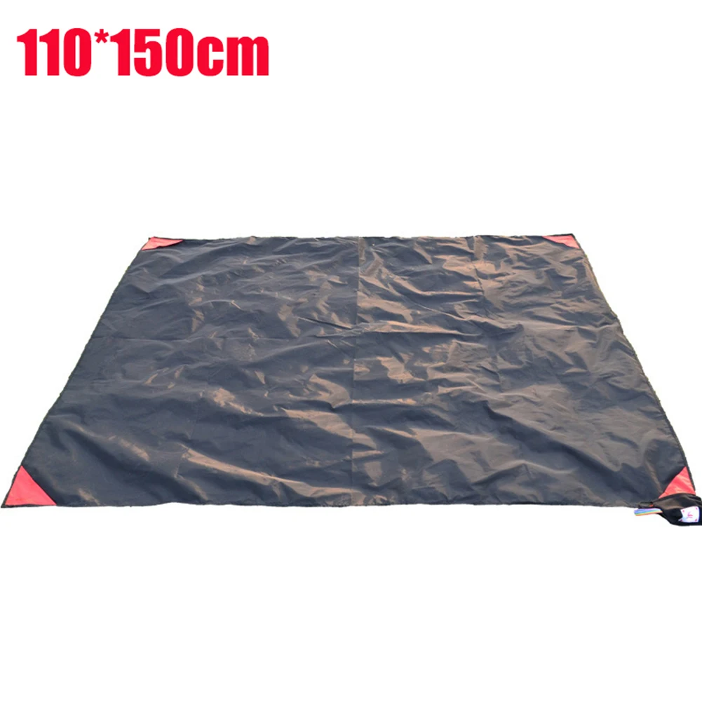 Waterproof Beach Blanket Foldable Camping Picnic Mat Travel Mini Pockets Pad BB55 - Цвет: black  110cmx150cm