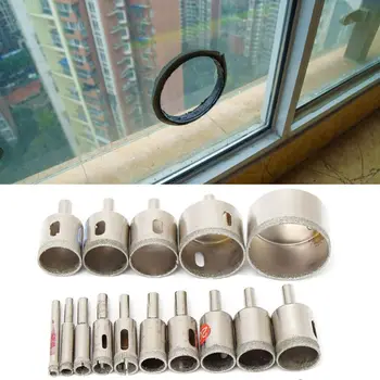 

15Pcs Diamond Cutter Hole Drill Bits Set Glass Ceramic Tile Saw Cutting Tools 6-50mm