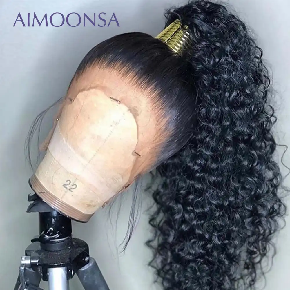 Pricheska Konskij Hvost 180 Plotnost 360 Kruzheva Kudryavyj Parik Otbelennye Uzly Predvaritelno Sorvannye Detskie Volosy Peruanskie Volosy Remy Aimoonsa Aliexpress