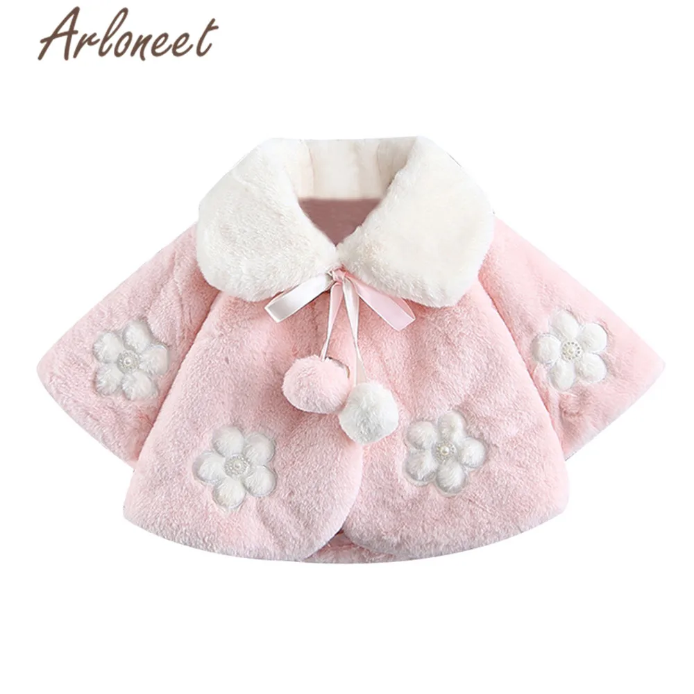 ARLONEET/пальто теплое зимнее плотное пальто для маленьких девочек теплая верхняя одежда с цветочным принтом и бантом г. Пальто Одежда для девочек - Цвет: PK