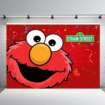 

Sesame Street Red Elmo Birthday Party Backdrop Wall Newborn Baby Shower Children Backgrounds For Photo Studio 7x5FT