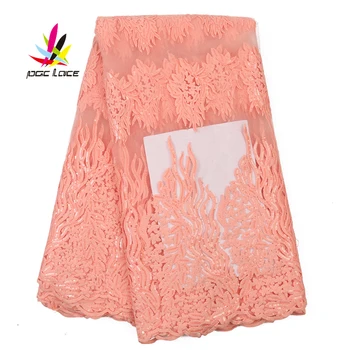 

New Design African Embroidery Lace Fabric With Sequines 2020 High Quality Hot French Mesh Nigerian Tulle Lace Fabric AMY3133B