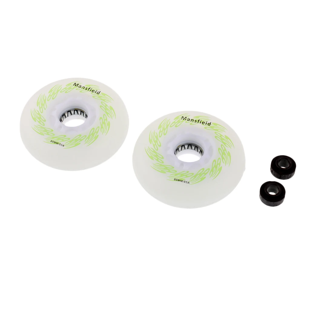 2 Pieces LED Light Up Inline Sliding Flash PU Roller Skate Wheel 80mm