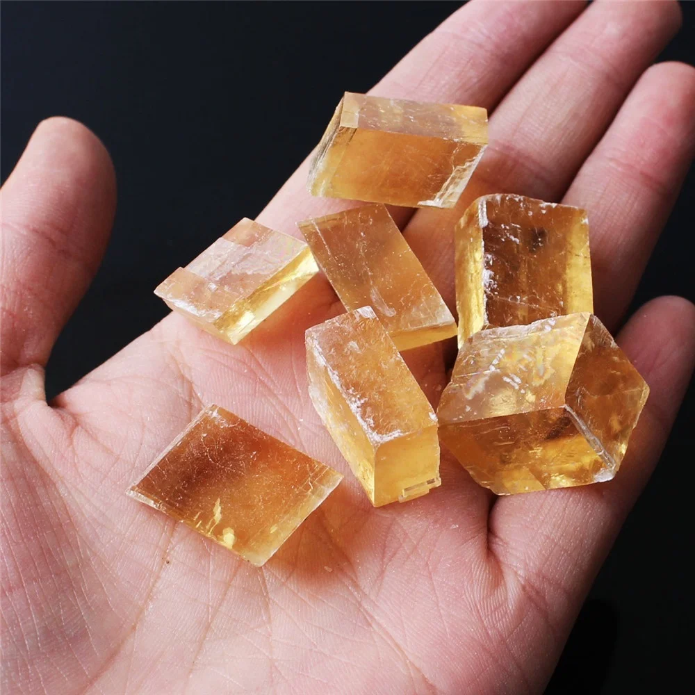 30g/50g/100g Natural Transparent Yellow Optical Calcite Crystal Tumbled Stone Mineral Rough Specimen