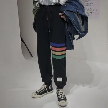

Focal20 Streetwear Hit Stripe Women Jogger Pants Casual Loose Elastic Waist Female Trousers Cotton Spring Autumn Lady Bottoms