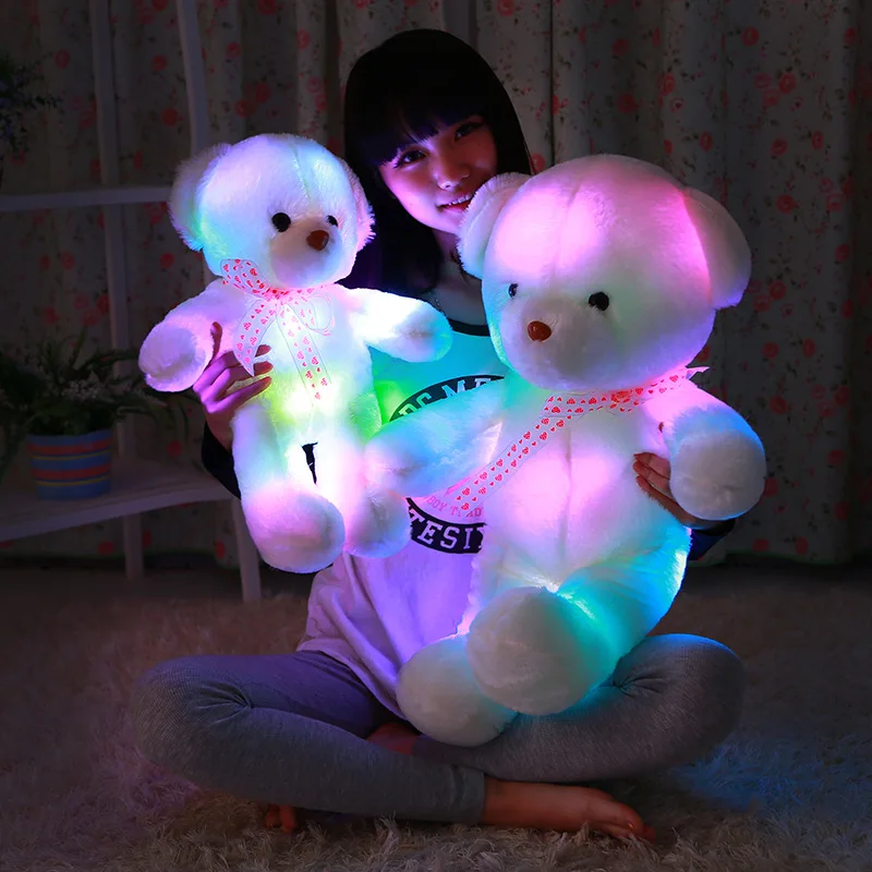 35-50 см большой милый светодиодный Мишка панда Светящиеся в темноте Мягкая кукла игрушка красочный мигающий светильник игрушка Рождественский подарок