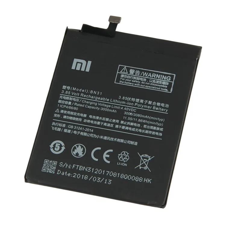 MiA1 аккумулятор для Xiaomi Mi A1/Mi 5X BN31 3000mAh Замена 3,85 V литий-ионный полимерный аккумулятор запчасти