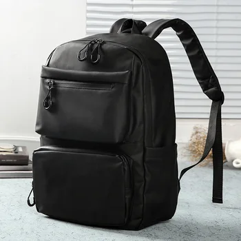 

New Men's Backpack Solid Color Multi Pocket Design Large Capacity Student Bag Computer Case Waterproof Travel South Korea
