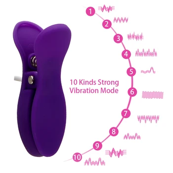 IKOKY Electric Nipple Clamps 10 Frequency Nipples Tickle Clip Vibrator Breast Massage Female Stimulator Sex Toys For Women 3
