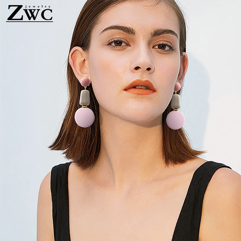 ZWC трендовые НОВЫЕ геометрические деревянные висячие серьги для женщин зеленый синий розовый Висячие висячие серьги Модные массивные ювелирные изделия