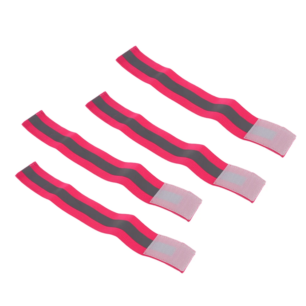4x Elastic Reflective Hand Wrist Band Reflective Bracelet Rose Red