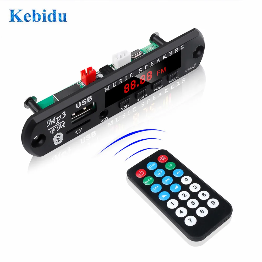 KEBIDU Bluetooth 5,0 MP3 WMA декодер доска 5 в 12 В аудио модуль USB TF Радио беспроводной музыкальный Автомобильный MP3-плеер с пультом дистанционного управления