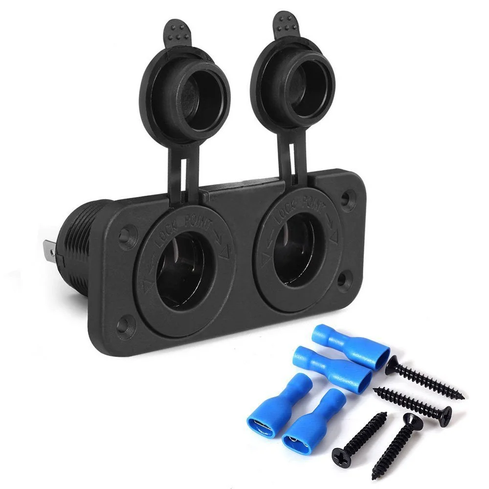 DIY Car Motorcycle Dual Cigarette Lighter Splitter 12V 24V Charger Power Socket Adapter Plate Panel Mount 4 Screws Screw Caps | Автомобили