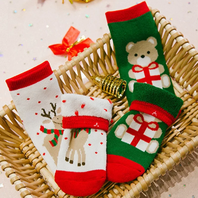5 шт., Осень-зима, вязаные детские рождественские носки из хлопка для мальчиков и девочек плотные теплые детские носки От 0 до 10 лет