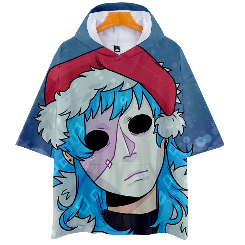 Hoodies t shirt Men Women 3D pop Face Print Casual Hoodie t-shirt Fashion Hot Sale Hooded Short Sleeve tshirt Soft Plus Size 4XL