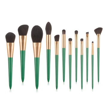 

12PCS Makeup Brushes Set Powder Blusher Foundation Make Up Blending Eye Shadow Brush Green Beauty Tools Cosmetic Kit
