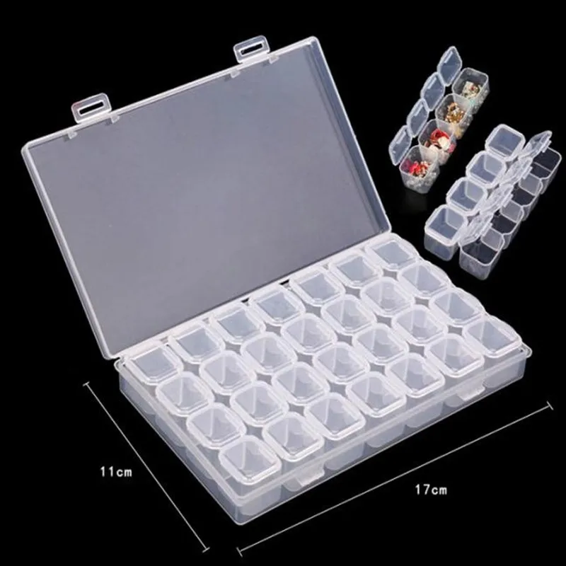 

28 Slots Nail Art Storage Box Diamond Painting kits Plastic Nail Rhinestones Tools Beads Storage Box Case Organizer Holder kit