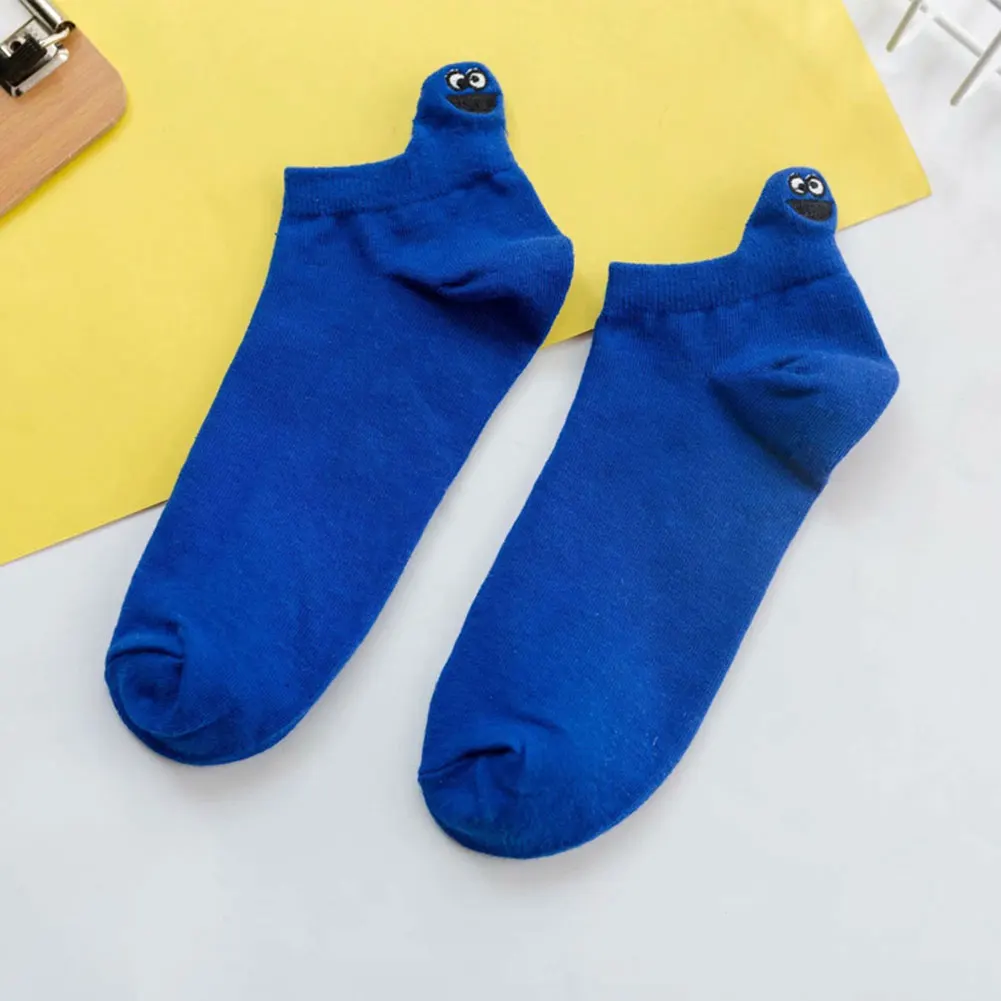 Новые вышитые Мультяшные женские носки повседневные короткие дышащие хлопковые носки VN 68 - Цвет: Синий