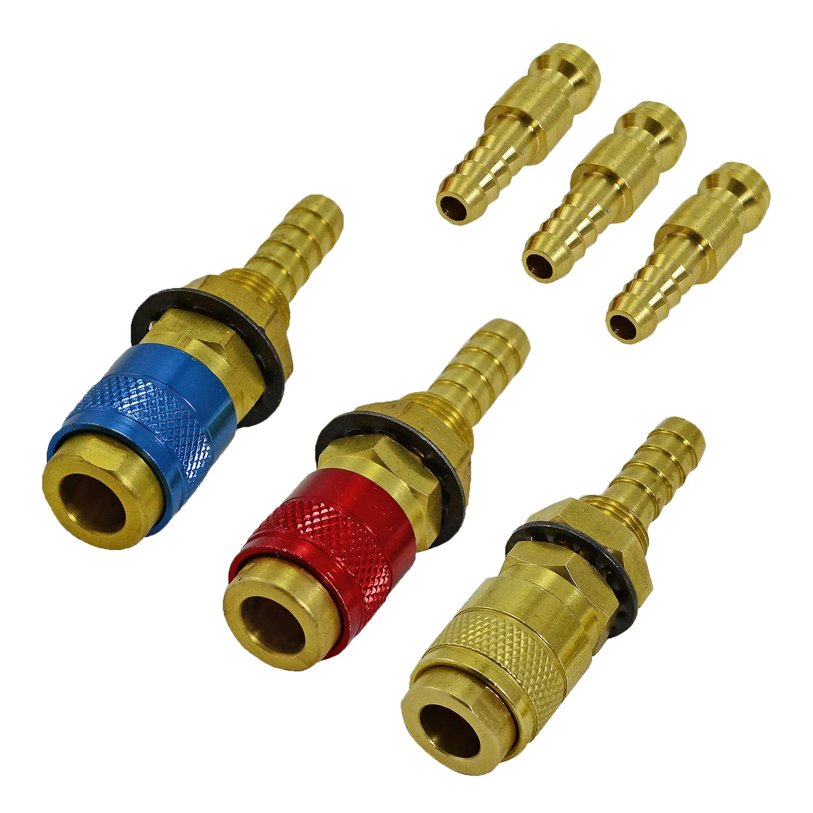 

Water Cooled & Gas Adapter Quick Connector Fitting For PTA DB SR WP 9 17 18 26 TIG Welding Torch Red Blue Gold Color 3set