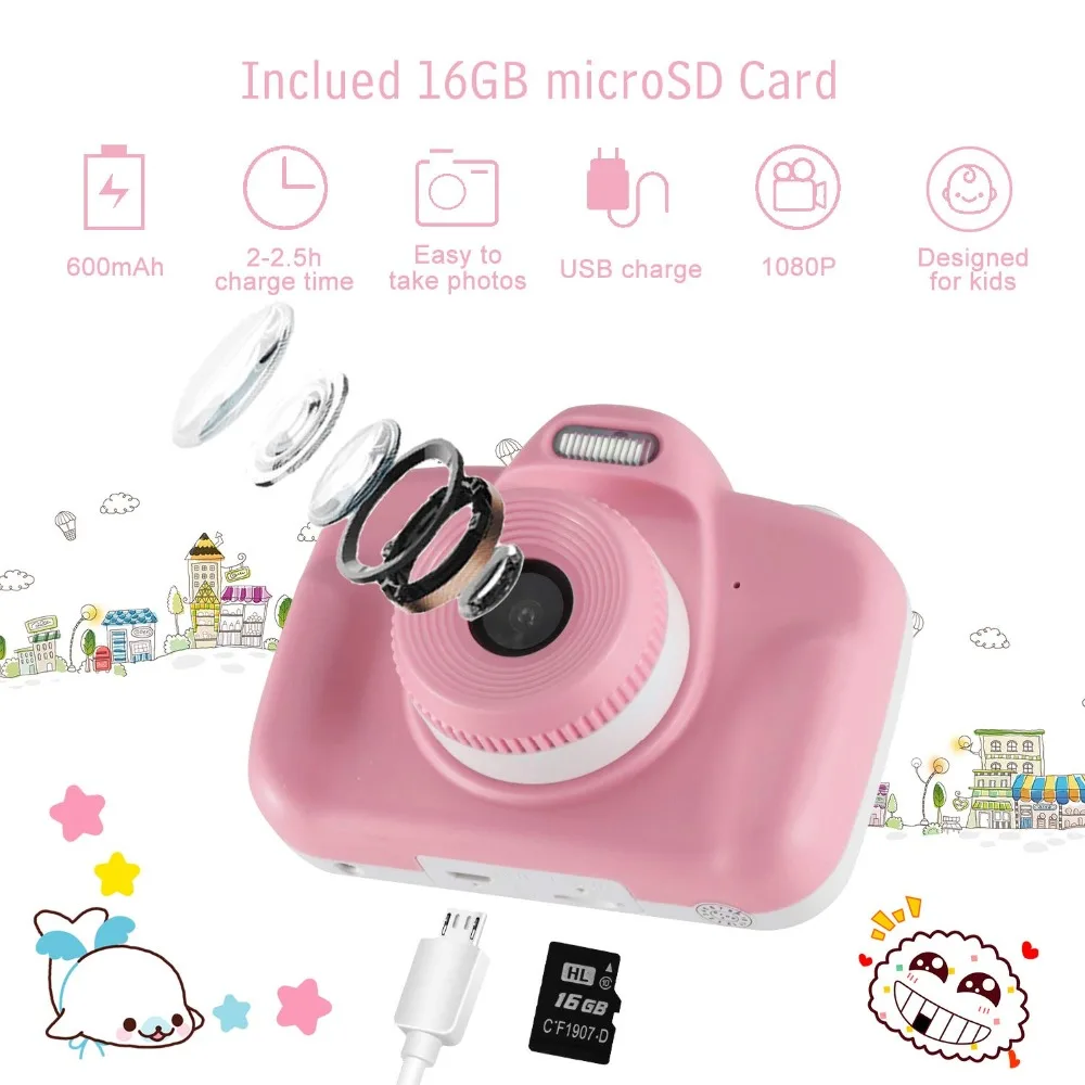 3,0 дюймов ips touch full HD детская Камера Двойная камера, 18 миллионов пикселей может сделать 2300 фотографий подходит для детских подарков