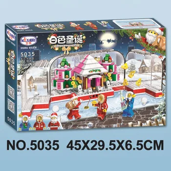 

Christmas Sets Gift Box Crystal Box Santa Village Train Compatible With LEPINING Model Building Kits Blocks Bricks Kids Toys