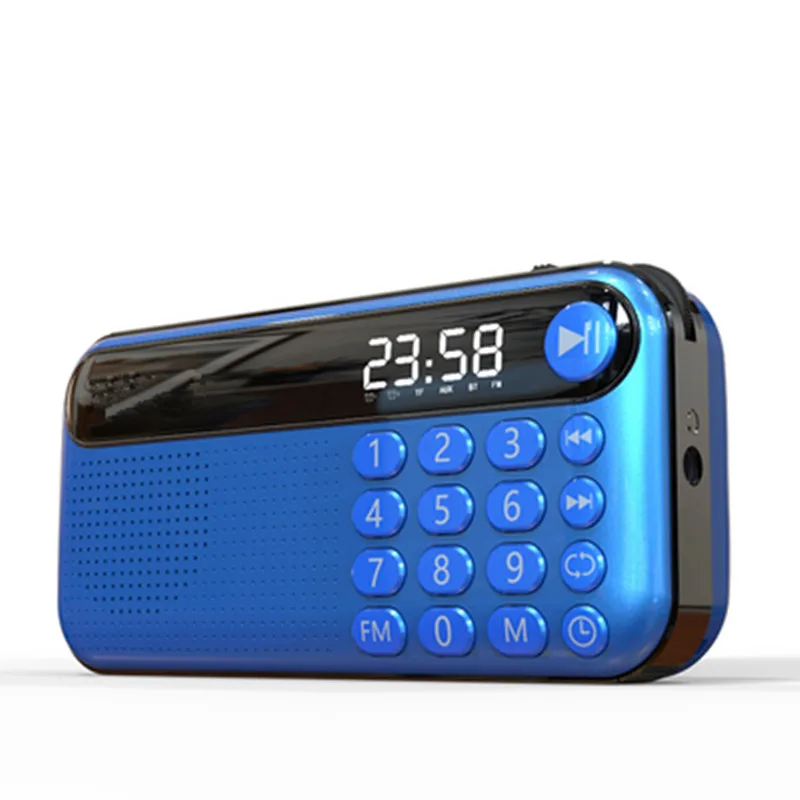 Портативный fm-радио наружный динамик для дома TF карта u-диск музыкальный плеер мини mp3 часы Выход для наушников 18650 аккумуляторная батарея