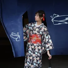 Японское кимоно юката платье женский костюм Гейша Косплей Черный Obi юката женские традиционные японские кимоно косплей FF2355