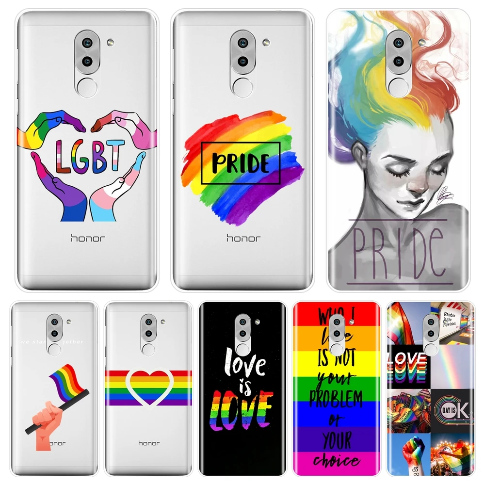 Мягкий силиконовый чехол для телефона Huawei Honor 6 5A 4X 5X 6X 6A LGBT Gay Heart Love Pride задняя
