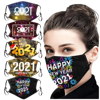 

Маска Máscara 2021 Happy New Years Adult Mask Washable Reusable Pollution Cover Face Masks Headband маски для лица защитные