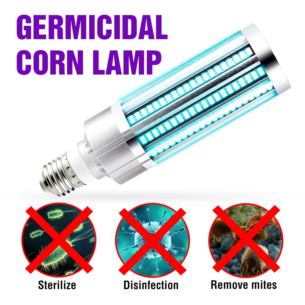 

E27 Sterilizer LED Bulb 60W Disinfecting Light 220V Ultraviolet LED Corn Bulb LED UV Anti Virus Lamp 110V UVC Germicidal Light
