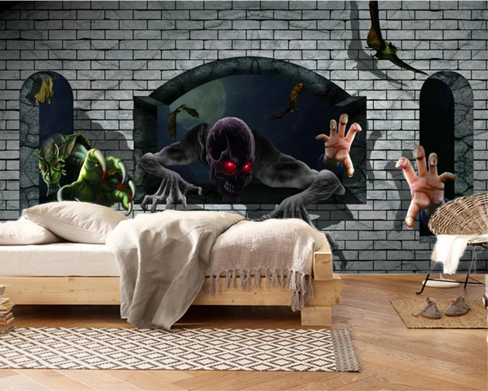 Custom Photo 3d Wallpaper Bat and Horror Haunted House Indoor TV Background Wall Decoration Mural Wallpaper