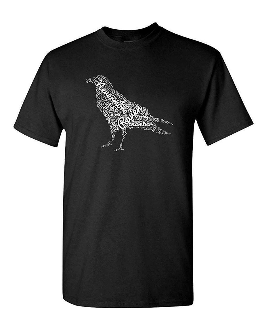 The Raven Edgar Allen Poe Poem English Poetry Tee Adult Mens Graphic T-Shirt Printed Shirt |