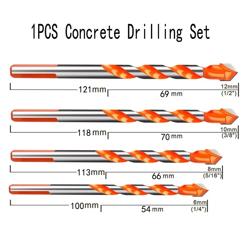

1PCS Ceramic Tile Drill Bits ,Masonry Drill Bits Set for Glass, Brick, Tile, Concrete, Plastic and Wood Tungsten Carbide Tip