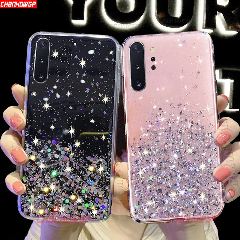 Bling brillo suave TPU funda para Huawei Honor 20 20S 10i 10 Lite 9X Pro 9A 8C 8S 8A 8X 7X 7A 7C 30 20 10 jugar lentejuelas cubierta
