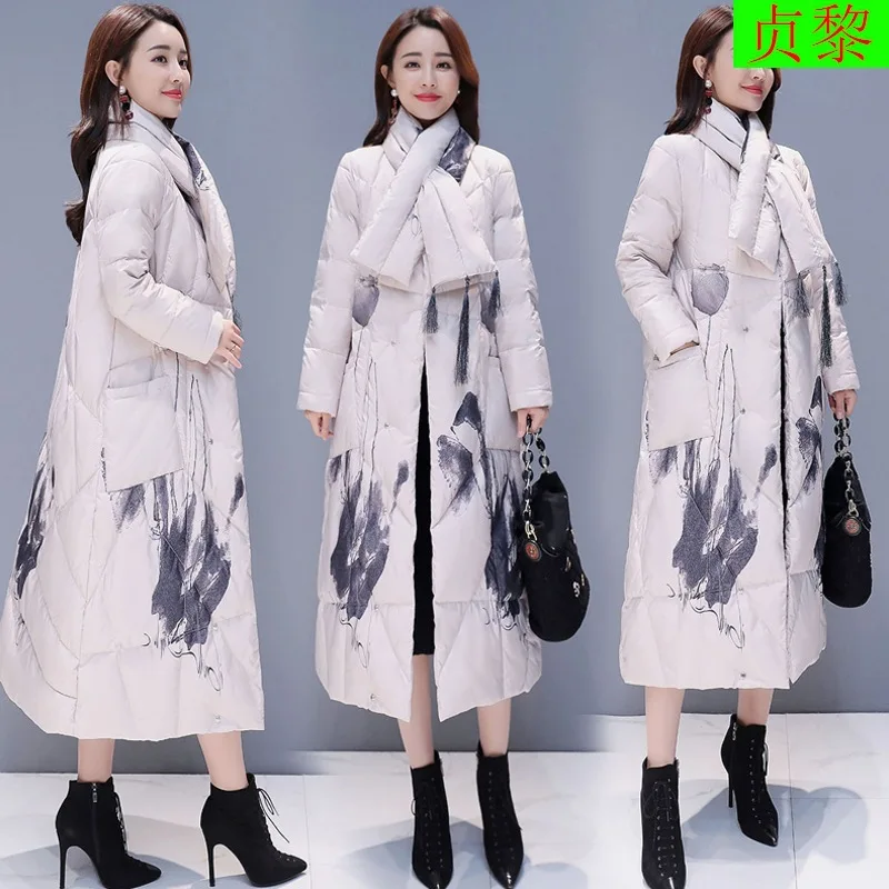 

Exta-long Cotton-padded Clothes Women's 2018 Winter New Style Korean-style Chinese-style over-the-Knee to Ankle down Jacket Cott