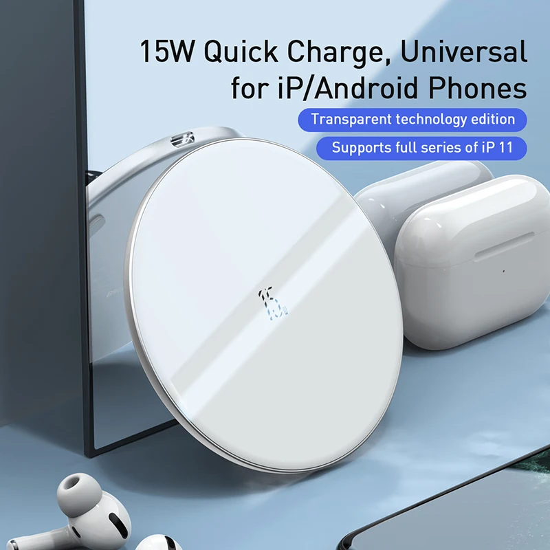 Baseus светодиодный дисплей Беспроводное зарядное устройство для iPhone X Xs Max Xr 8 Plus