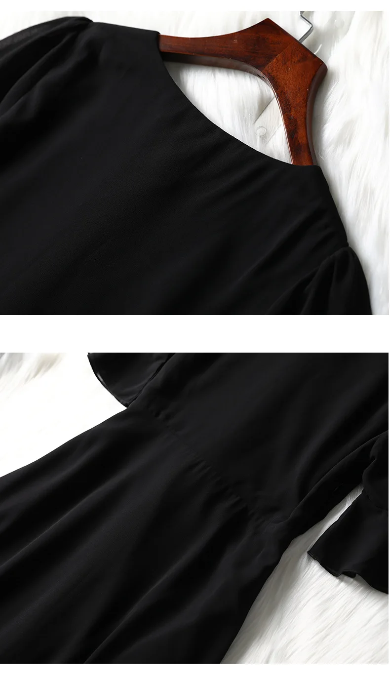 Lan Mu Square New Style Large Size Dress Summer Chubby Sister Size Western Style Slimming Chiffon Dress 10403