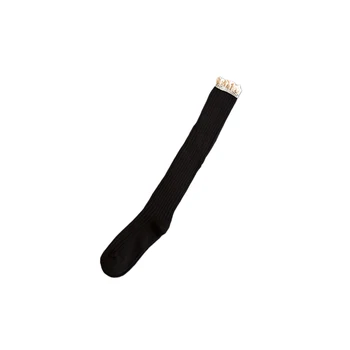 

Daily Breathable Warm Soft Student Women Stockings Casual Knitting Long Autumn Over Knee Cotton Blend Lace Edge Winter