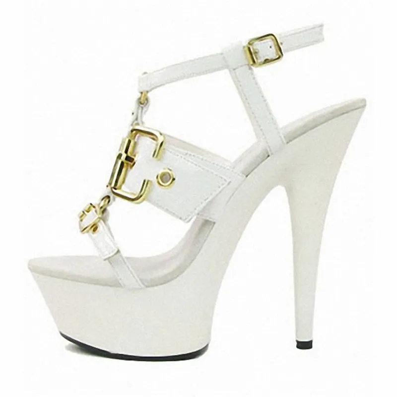 Plus size women's shoes with 15cm heels, strappy models with sexy display for stage show heels, sandals