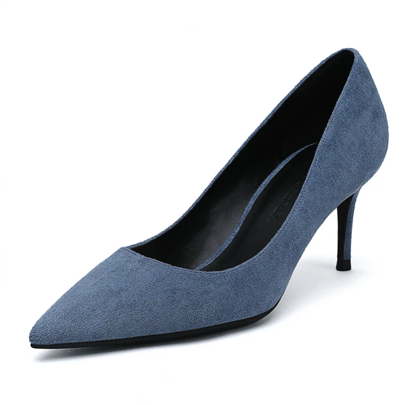

Spring Summer Autumn For Women Kid Suede Slip On Concise Fashion Ladies Pumps Pointed Toe Office Women Shoes High Heel D0027