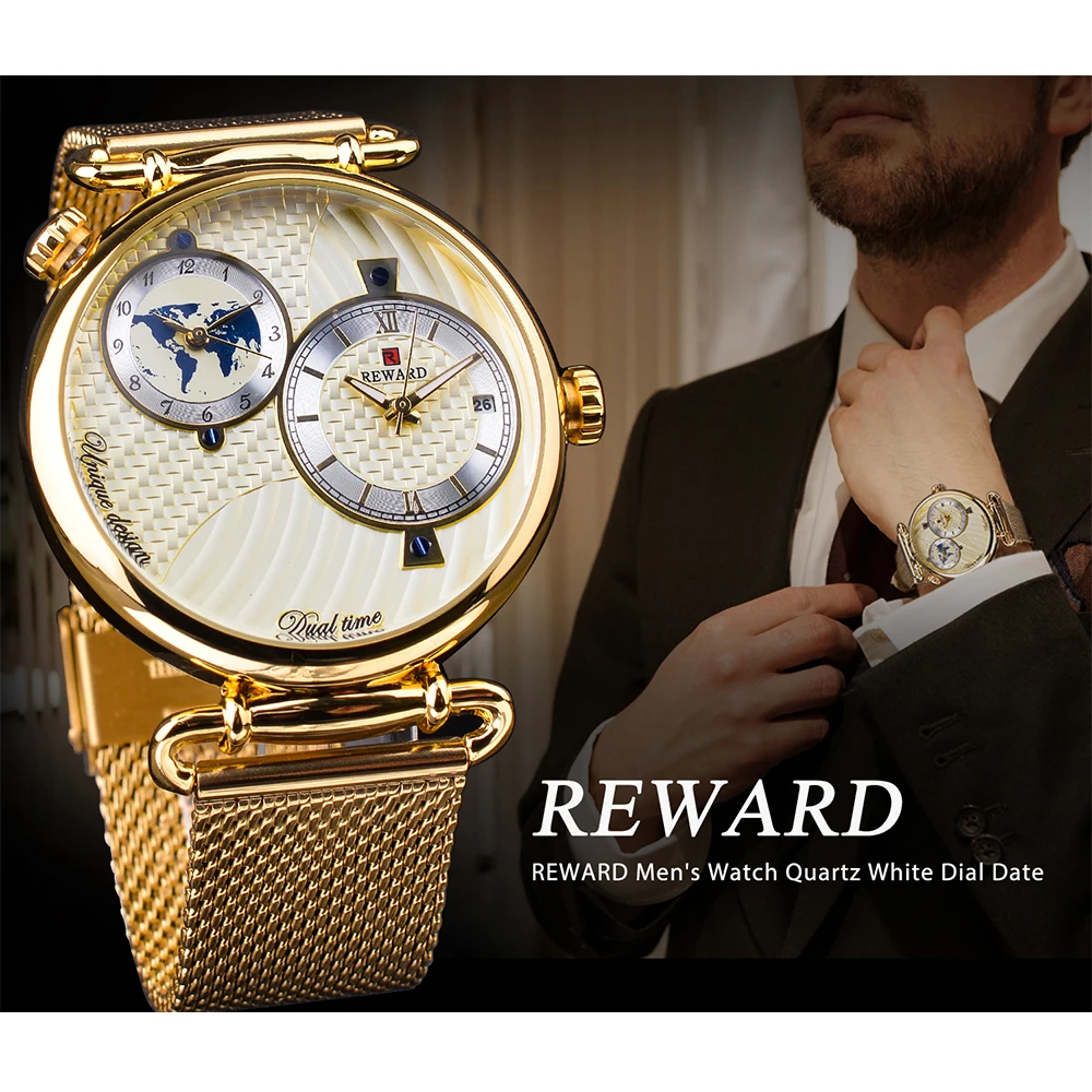 Men Watches 2020 Luxury Top Brand REWARD Gold Watch for Business Quartz Waterproof Wristwatch with Gift Box Montre Homme