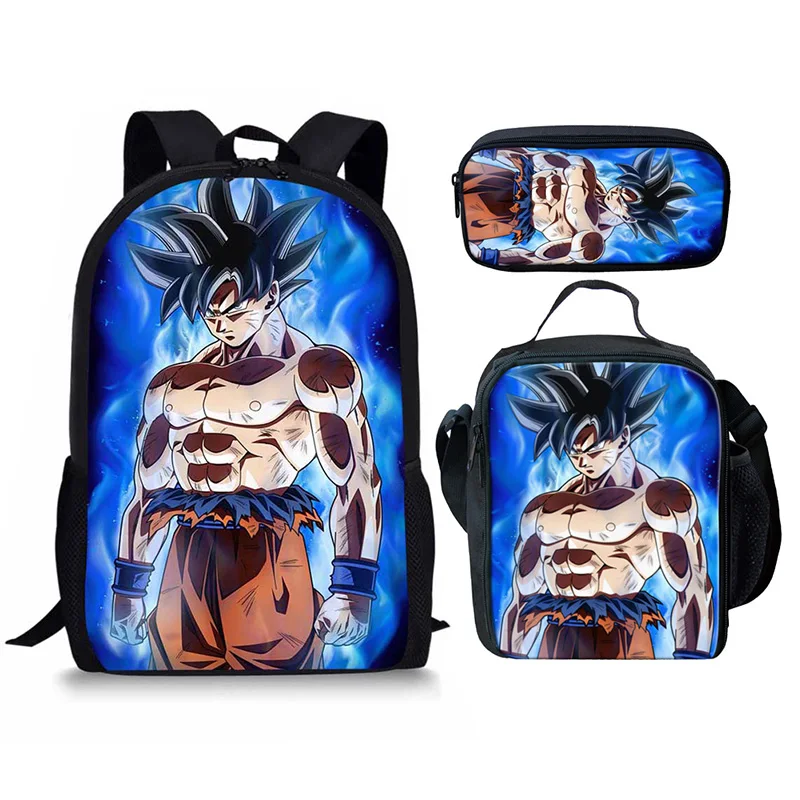 

HYCOOL Dragon Ball Backpack Set 3 Pieces Lightweight Durable Fashion Kids School Book Lunch Pencil Bags Anime Pattern Best Gifts