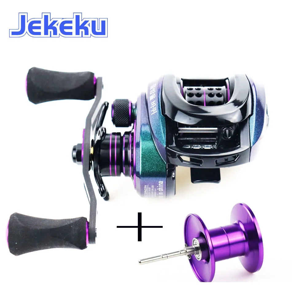 

JEKEKU High Carbon Handle Baitcasting Fishing Reel Magnetic Brake 9+1 BB 7.3:1 Double Aluminum Spool for Saltwater Chameleon